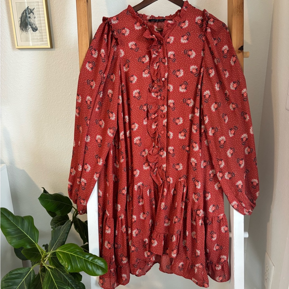 Jacquie the Label Floral Rust Long-Sleeve Dress